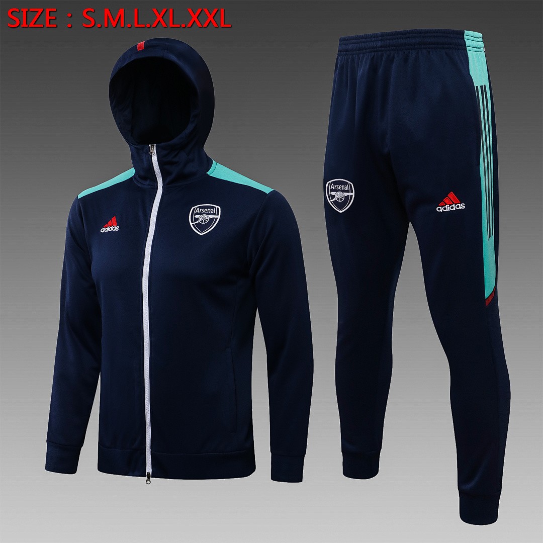 JER-4275_1 Arsenal 21-22 Long Zip Hoodie Navy Blue - 图片 1