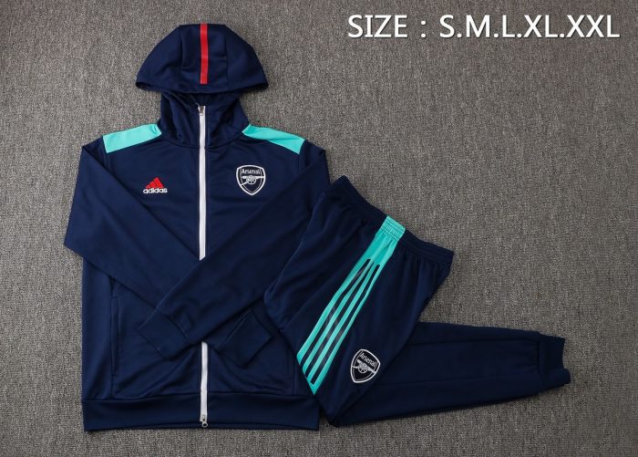 Arsenal 21-22 Long Zip Hoodie Navy Blue - 图片 2