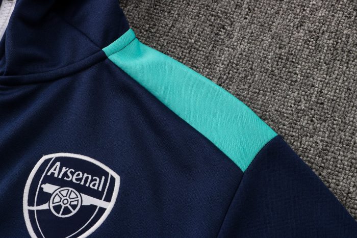 Arsenal 21-22 Long Zip Hoodie Navy Blue - 图片 7
