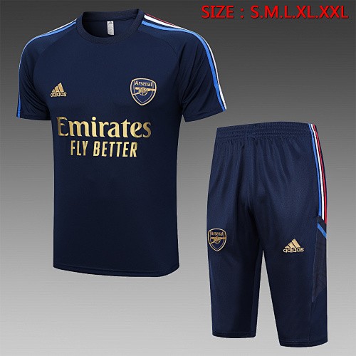 JER-4276_1 Arsenal 23-24 Short Sleeve Training Suit in Royal Blue (with 3/4 Pants) - 图片 1