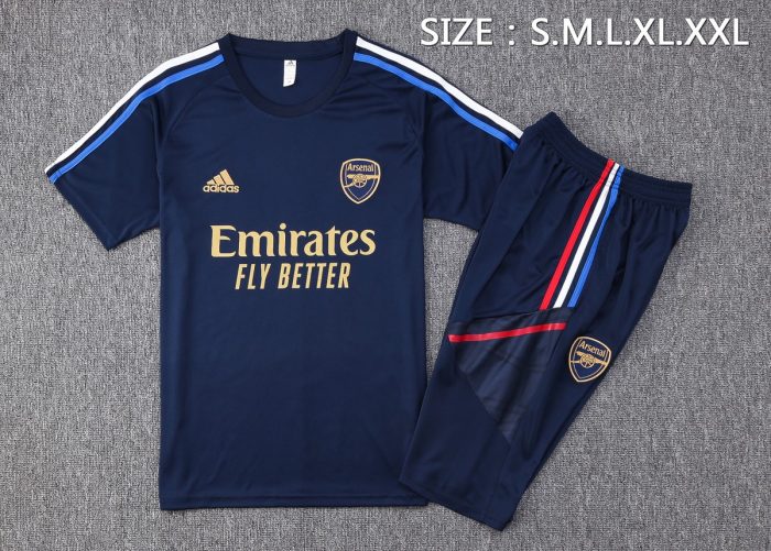 Arsenal 23-24 Short Sleeve Training Suit in Royal Blue (with 3/4 Pants) - 图片 2