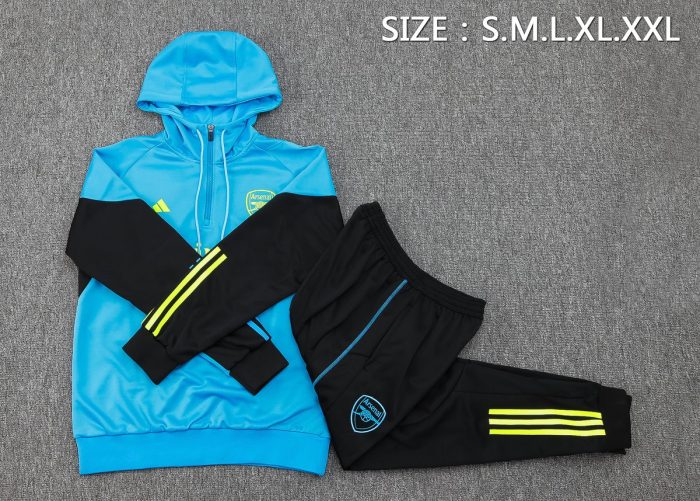Arsenal 23-24 Half-Zip Hoodie Lake Blue - 图片 2