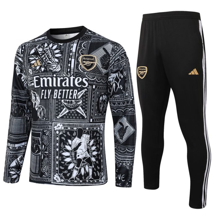 Arsenal 23-24 Round Neck Black Ink Spray Training T-Shirt - 图片 8