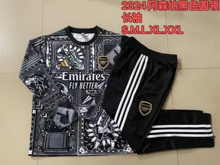 Arsenal 23-24 Round Neck Black Ink Spray Training T-Shirt - 图片 9