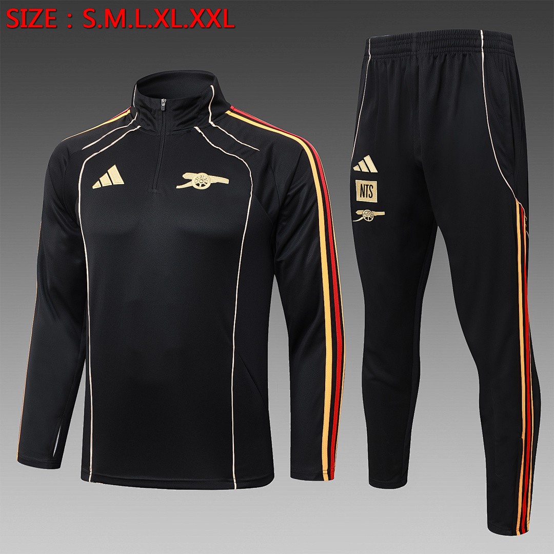 JER-4284_1 Arsenal Black Retro Half-Zip Jacket - 图片 1