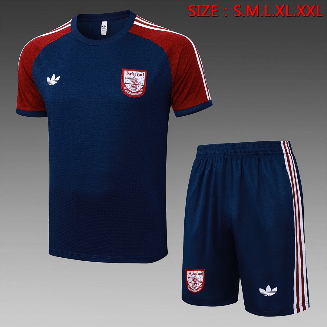 JER-4287_1 Arsenal Retro Short Sleeve Jersey (Blue, Shoulder Red) - 图片 1