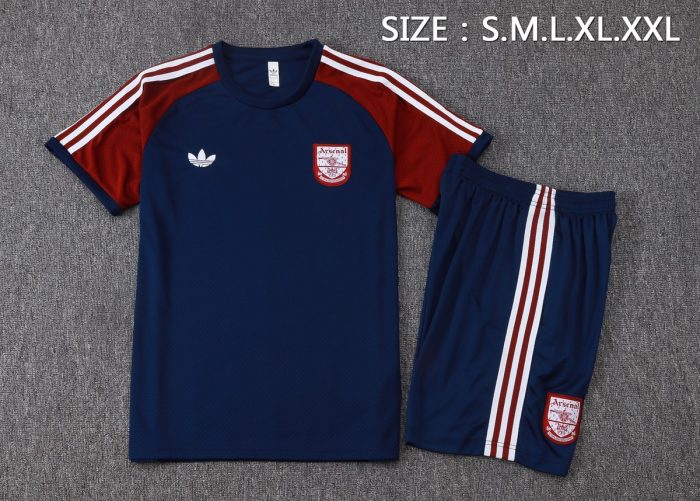 Arsenal Retro Short Sleeve Jersey (Blue, Shoulder Red) - 图片 2