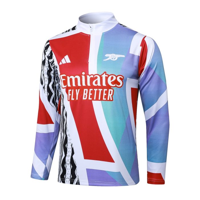 Arsenal 24-25 Half-Zip Jacket Red White Green Splatter - 图片 8