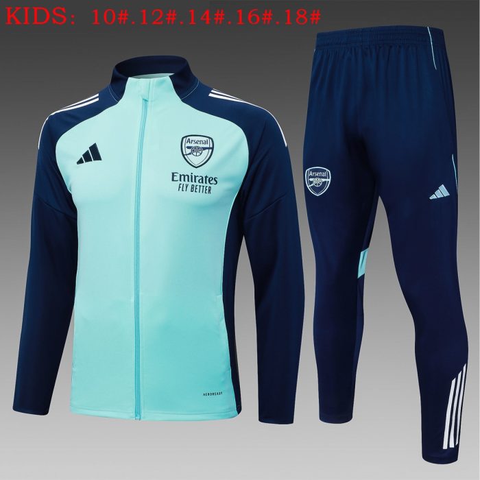 Arsenal Light Green Kids' Long Zipper Jacket - 图片 2