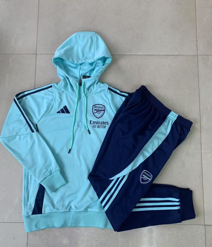 Arsenal 24/25 Half-Zip Hoodie Light Green - 图片 9