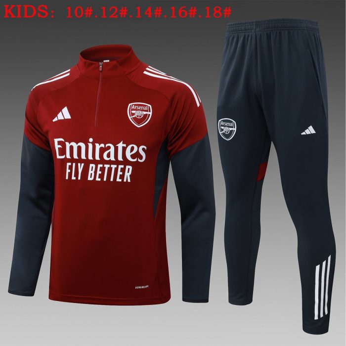 Arsenal Kids' Half-Zip Jacket in Maroon with White Badge - 图片 2