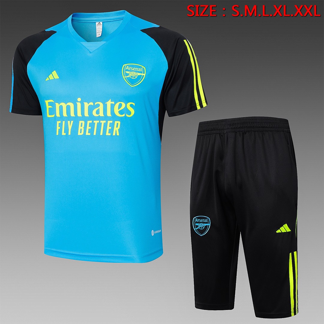 JER-4298_1 Arsenal 24-25 Light Blue Short Sleeve Training Suit - 图片 1