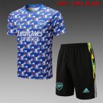 Arsenal 22-23 Short Sleeve Splatter Print Blue Training Suit with 5-Inch Shorts