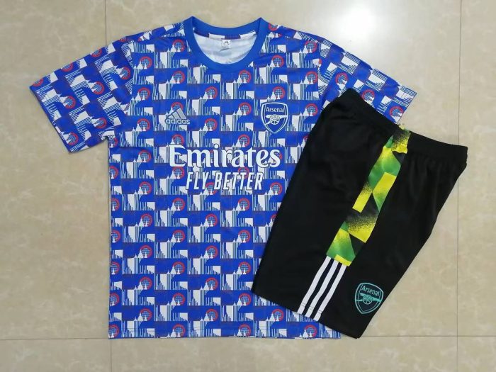 Arsenal 22-23 Short Sleeve Splatter Print Blue Training Suit with 5-Inch Shorts - 图片 9