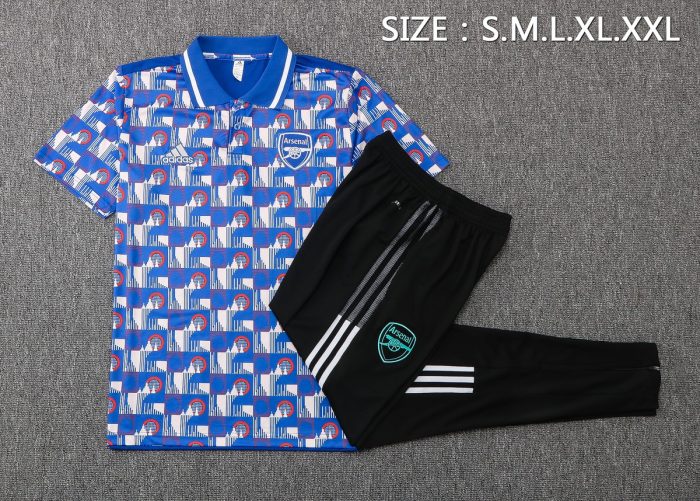 Arsenal 22/23 Polo Full Body Spray Ink Blue - 图片 2
