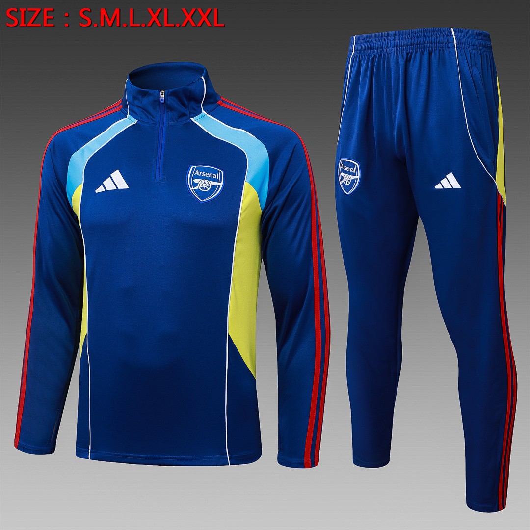 JER-4324_1 Arsenal Retro Half-Zip Jacket (Blue/Yellow) - 图片 1