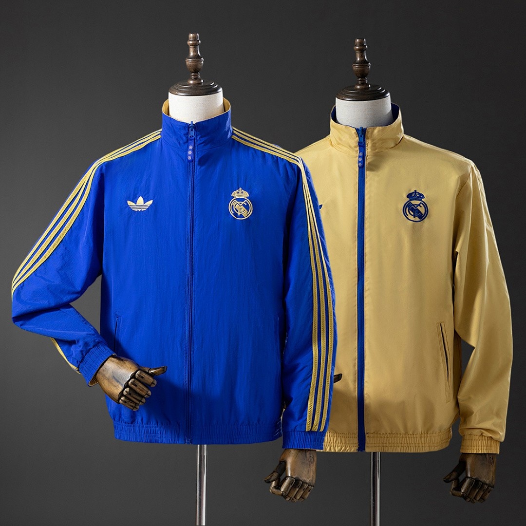 JER-4358_1 Real Madrid Reversible Jacket Windbreaker - Blue & Yellow - 图片 1