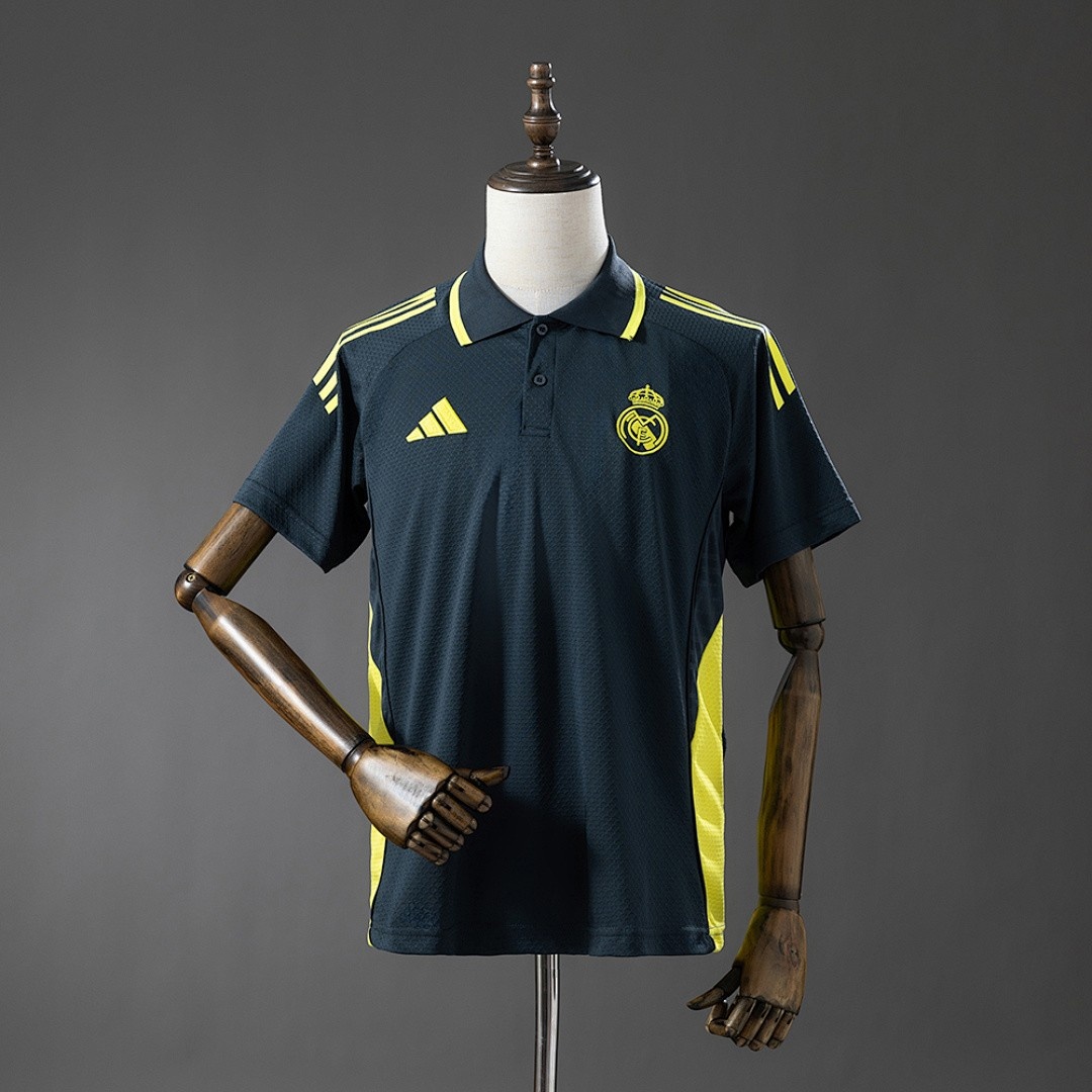 JER-4392_1 Real Madrid 25/26 Polo - Dark Grey & Yellow - 图片 1