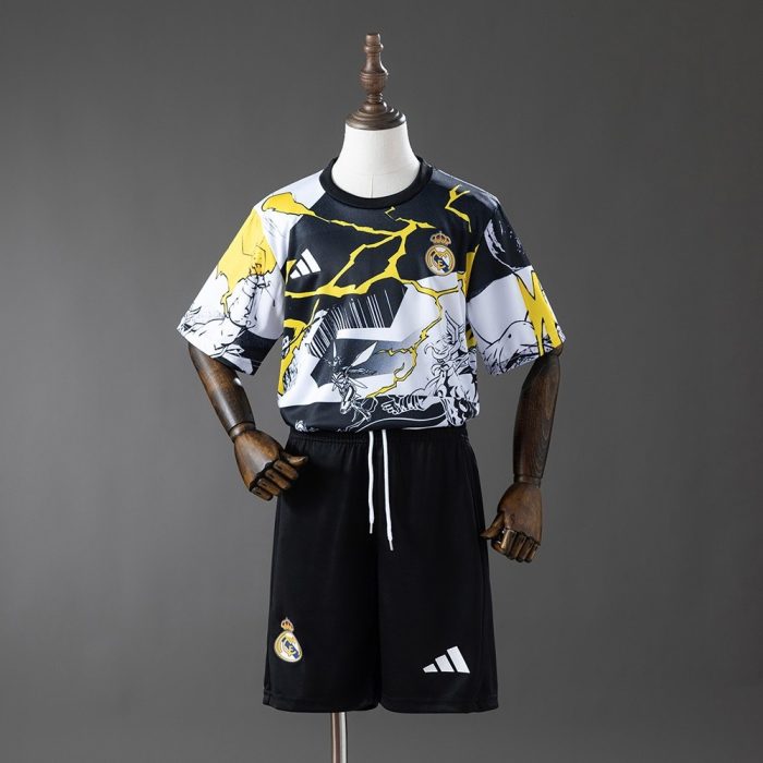 Real Madrid 25/26 Avengers Pre-Match Kit (Black and White) Kids Jersey - 图片 2