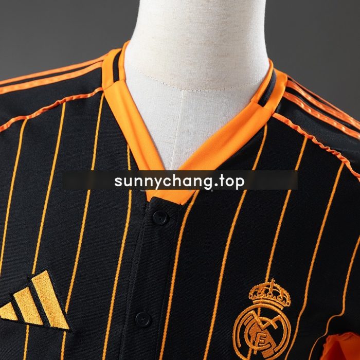 Real Madrid 25/26 Baseball Jersey - Black and Orange Striped - 图片 7