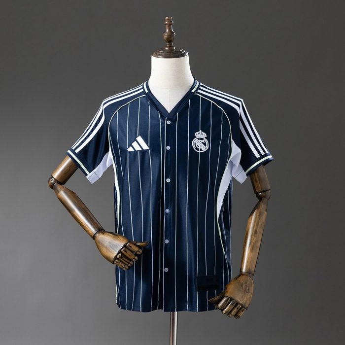 Real Madrid 25/26 Baseball Jersey - Navy Blue - 图片 9
