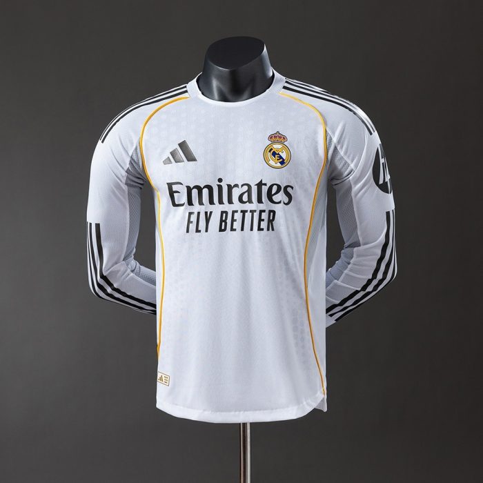 Real Madrid 25/26 Home Long Sleeve Player Version Jersey - 图片 9