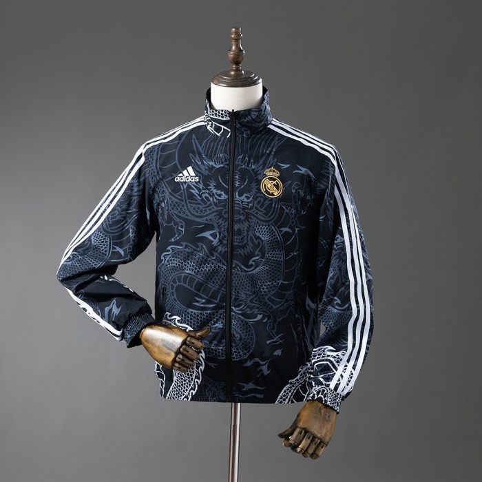 Real Madrid Reversible Jacket Windbreaker - Black & Black Dragon - 图片 3