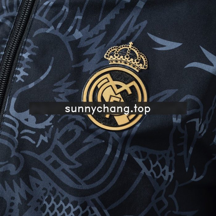 Real Madrid Reversible Jacket Windbreaker - Black & Black Dragon - 图片 8