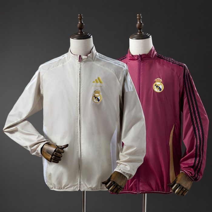 Real Madrid Reversible Jacket Windbreaker - Beige & Red - 图片 2