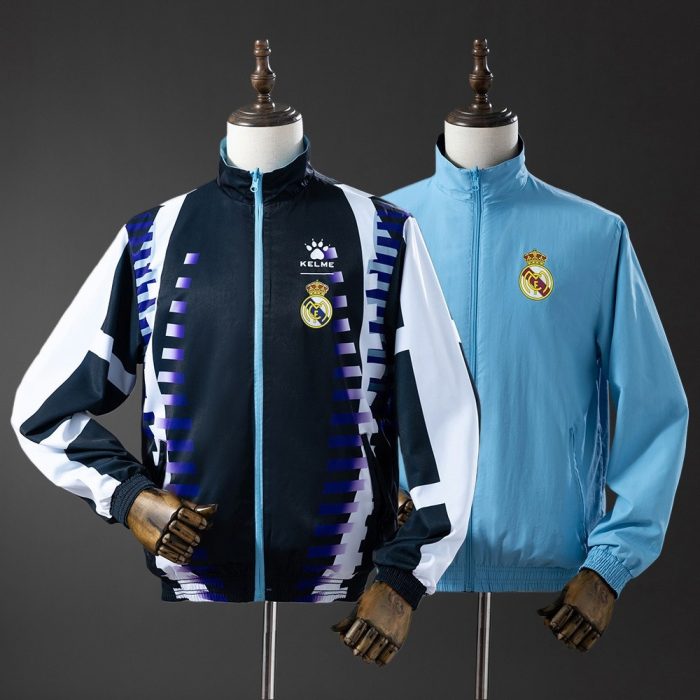 Real Madrid Reversible Jacket Windbreaker - Navy & Sky Blue - 图片 2