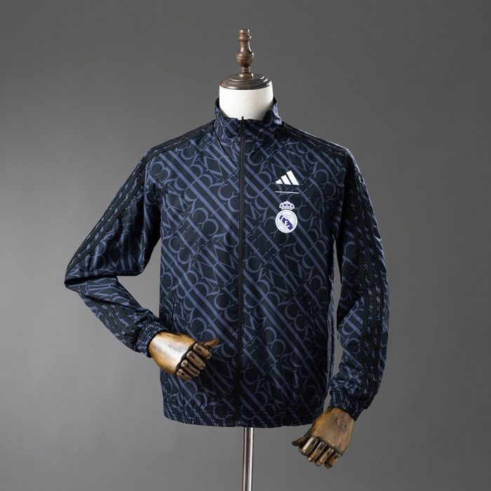 Real Madrid Reversible Jacket Windbreaker - Red & Heiss - 图片 2