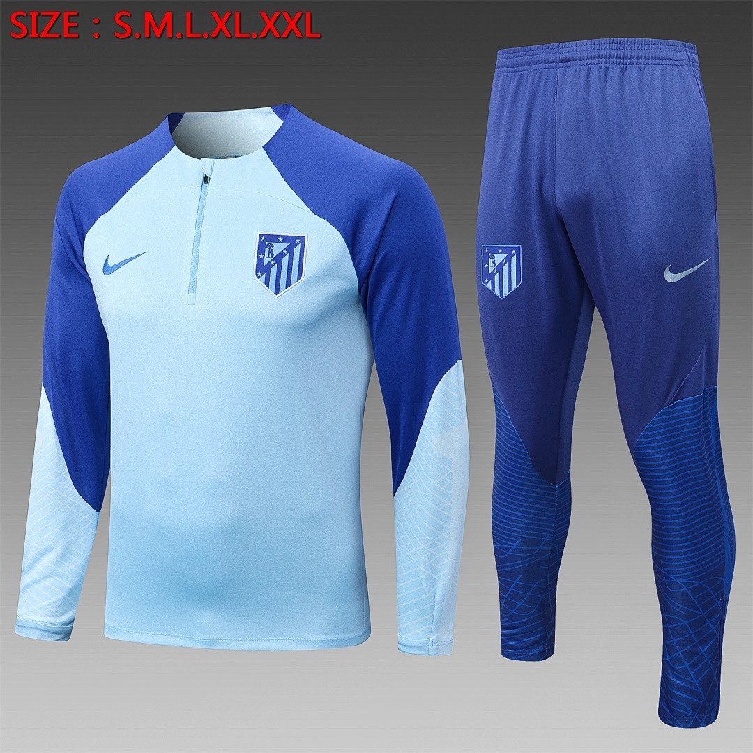 JER-4539_1 Atletico Madrid 22-23 Light Blue Half-Zip Jacket - 图片 1