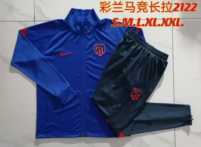 Atletico Madrid 21-22 Long Sleeve Training Suit Blue - 图片 9