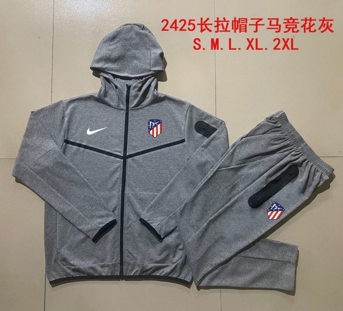 Atletico Madrid 24/25 Long Zip Hoodie in Gray - 图片 8