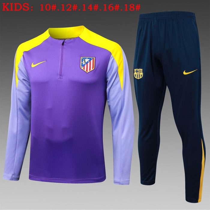 Atletico Madrid Purple Kids' Half-Zip Jacket - 图片 2