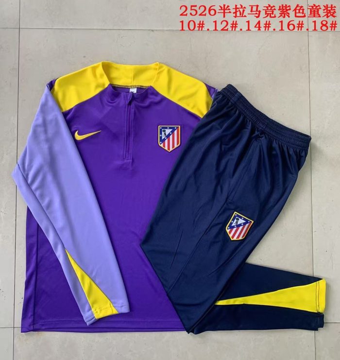 Atletico Madrid Purple Kids' Half-Zip Jacket - 图片 3