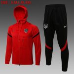 Atletico Madrid 21-22 Red Long Zipper Jacket with Hood
