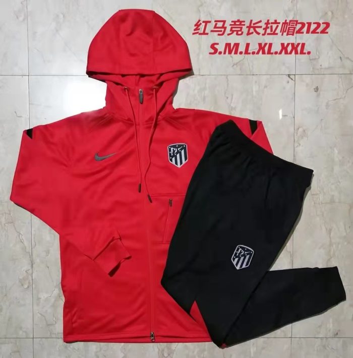 Atletico Madrid 21-22 Red Long Zipper Jacket with Hood - 图片 9