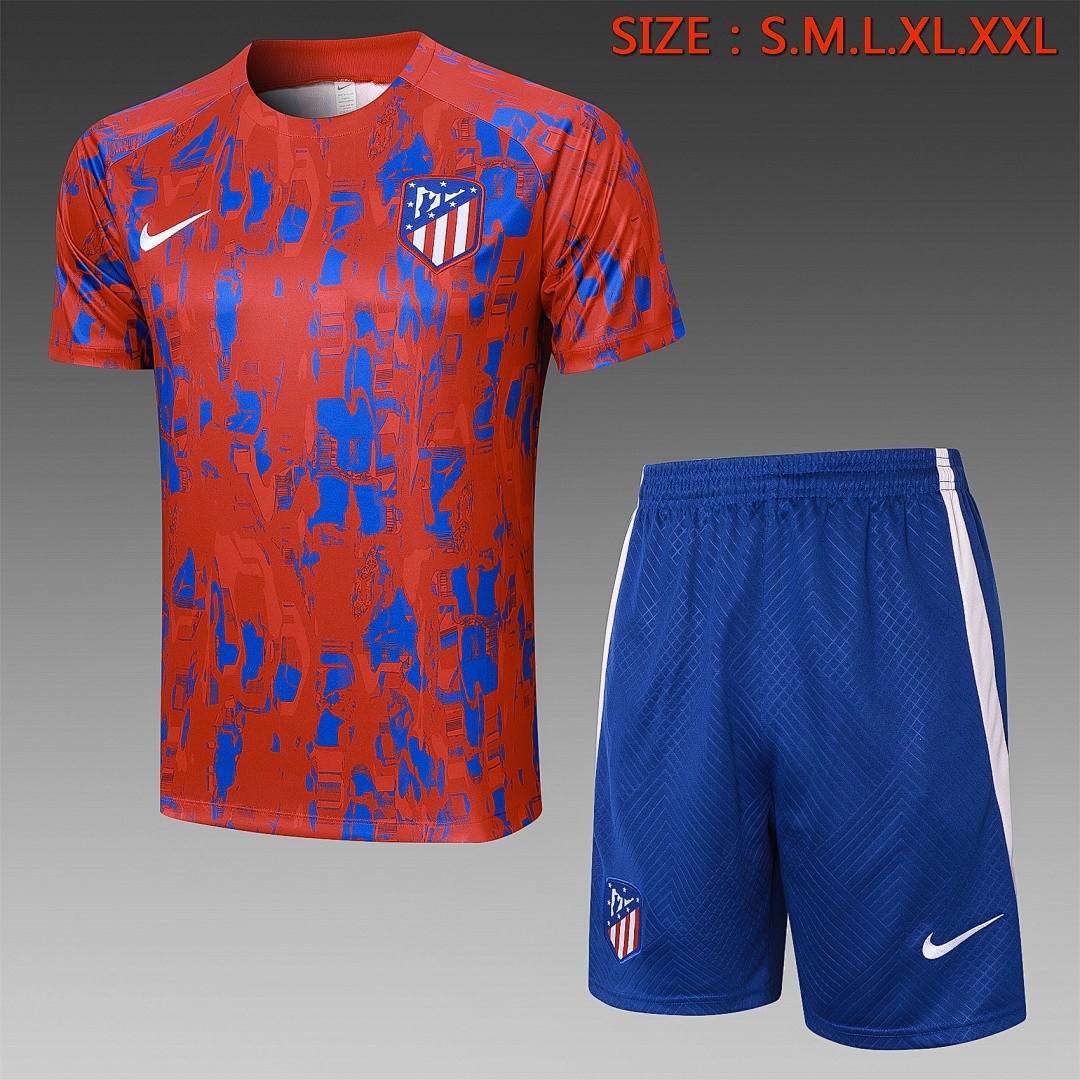 JER-4603_1 Atletico Madrid 23-24 Red Short Sleeve Training Set (with 5-Panel Shorts) - 图片 1
