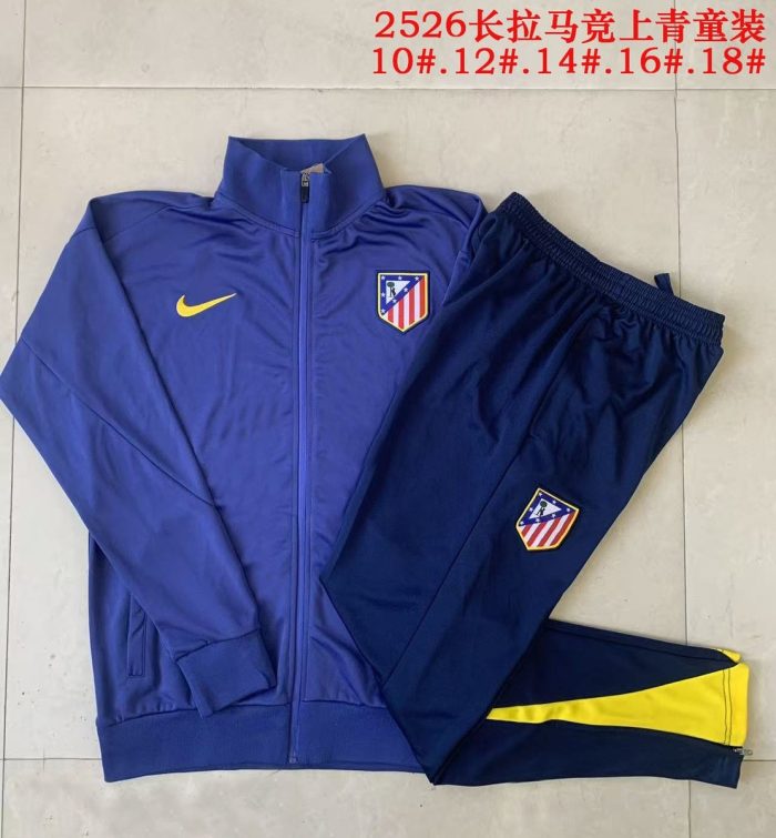 Atletico Madrid Children's Long Zipper Jacket - Blue - 图片 3