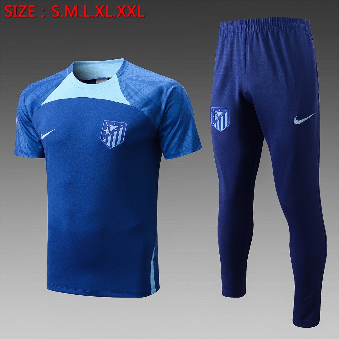 JER-4619_1 Atletico Madrid 22-23 Short Sleeve Training Suit in Blue - 图片 1