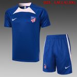 Atletico Madrid 23-24 Short Sleeve Training Suit in Colorful Blue (with 5-inch Shorts)
