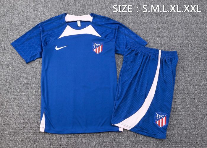 Atletico Madrid 23-24 Short Sleeve Training Suit in Colorful Blue (with 5-inch Shorts) - 图片 2