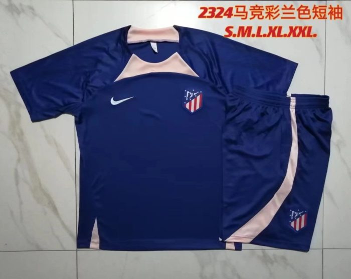 Atletico Madrid 23-24 Short Sleeve Training Suit in Colorful Blue (with 5-inch Shorts) - 图片 9