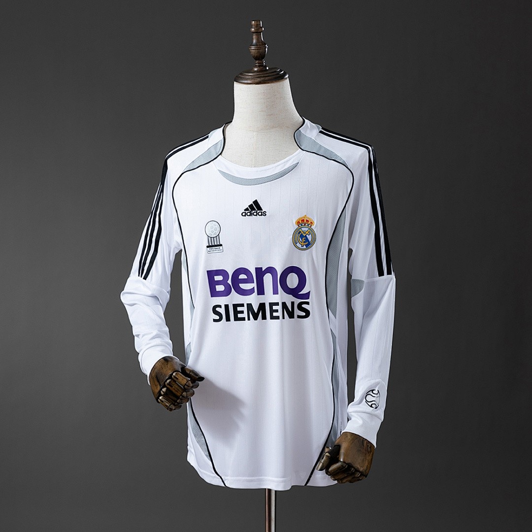 JER-4747_1 Real Madrid 2006/07 Home Long Sleeve Retro Jersey - 图片 1