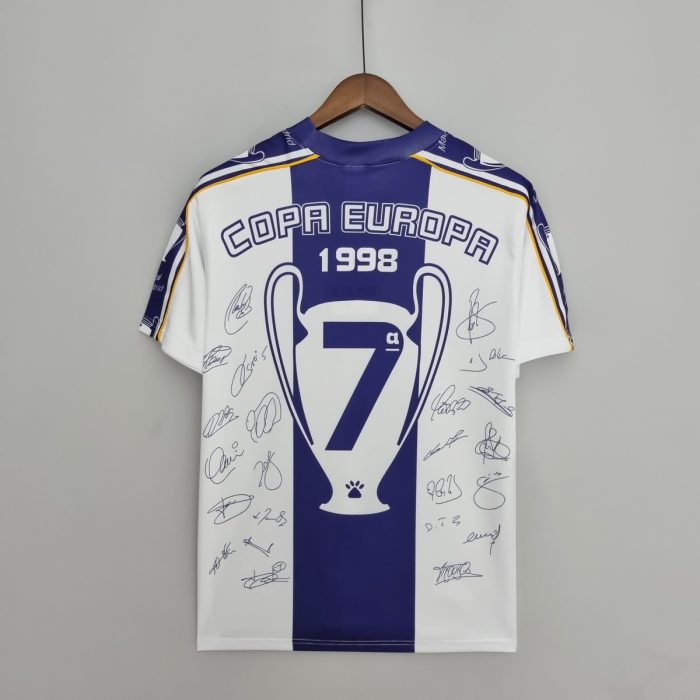 Real Madrid 1997-98 Champions League 7 Champions Commemorative Edition Retro Jersey - 图片 2