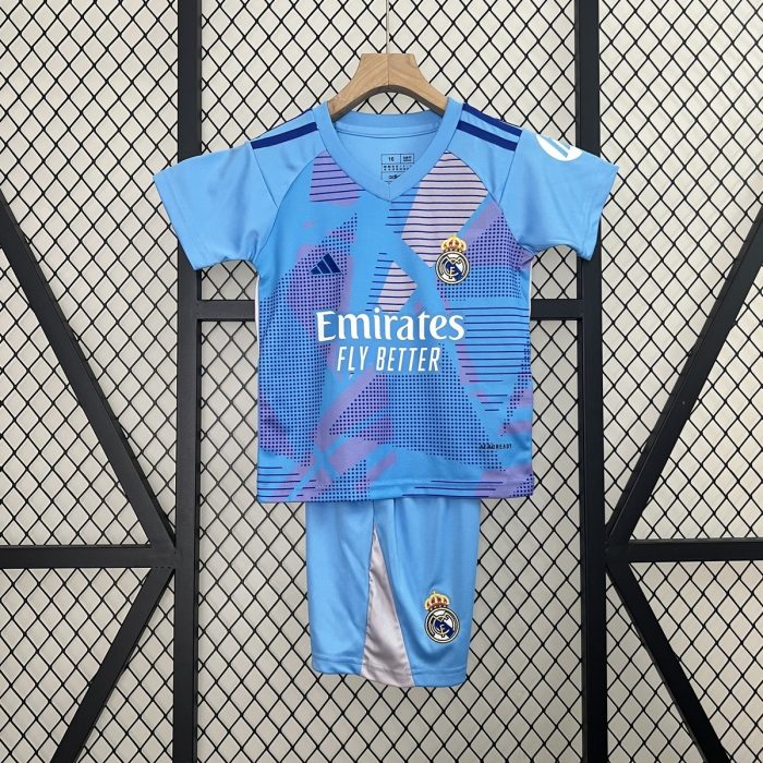 24/25 Real Madrid Kids Goalkeeper Jersey Blue - 图片 9