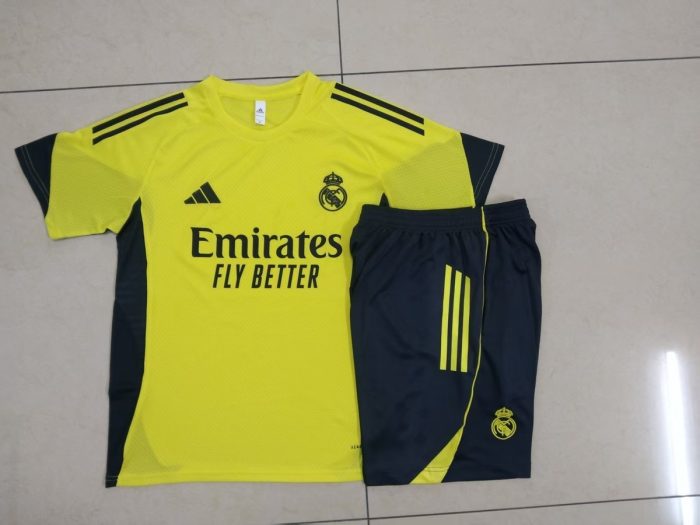 Real Madrid Yellow Short Sleeve Training Suit - 图片 8