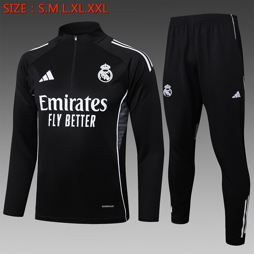 JER-5099_1 Real Madrid Black Half-Zip Jacket - 图片 1