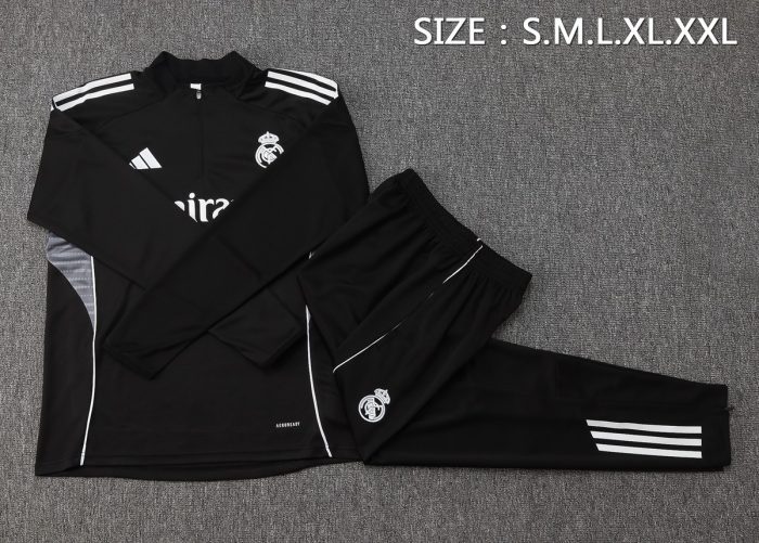 Real Madrid Black Half-Zip Jacket - 图片 2